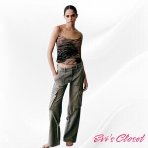 Zara Top Black Brown Printed Corset Sz. L